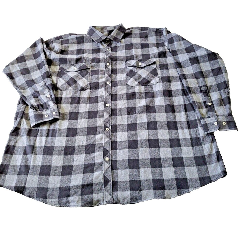 Design In Italy Shirt Mens 4XL Blue Flannel Plaid Luxury Collared Button Down